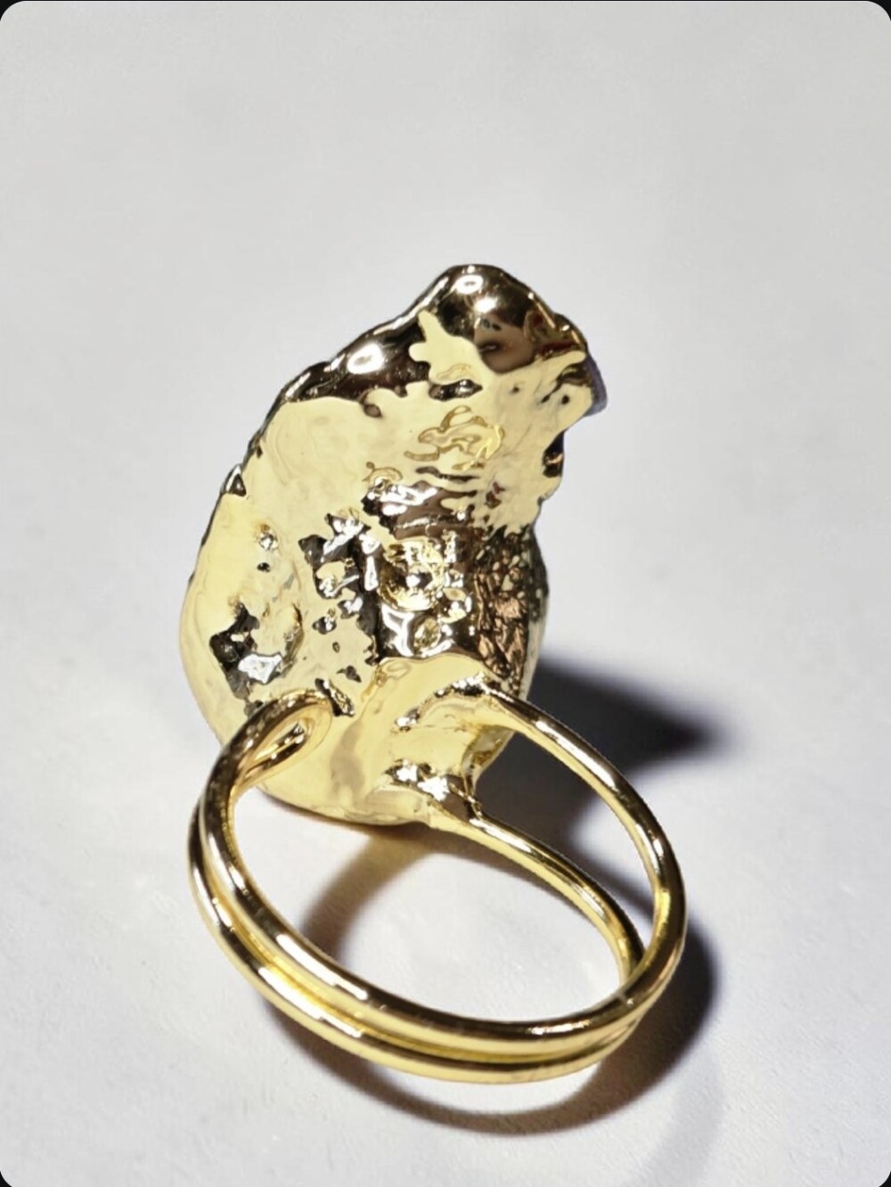 18k Gold Plated Artisan Genuine Deep Purple Agate Sugar Geode Druzy Ring - Picture 4 of 7